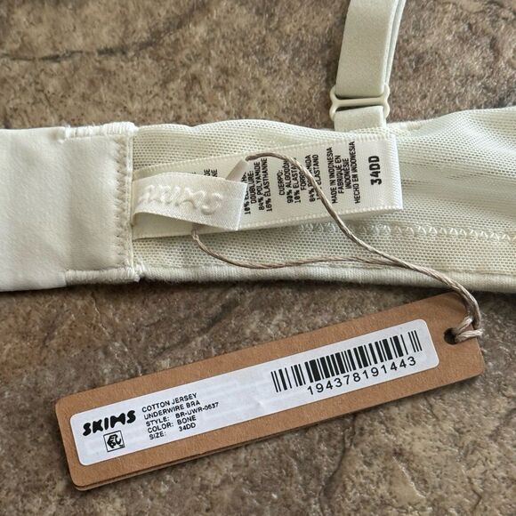 Skims Cotton Jersey T-shirt Bra Bone Size 34DD - Picture 11 of 11